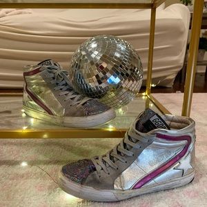 Golden Goose Slide Glitter High Top Sneaker